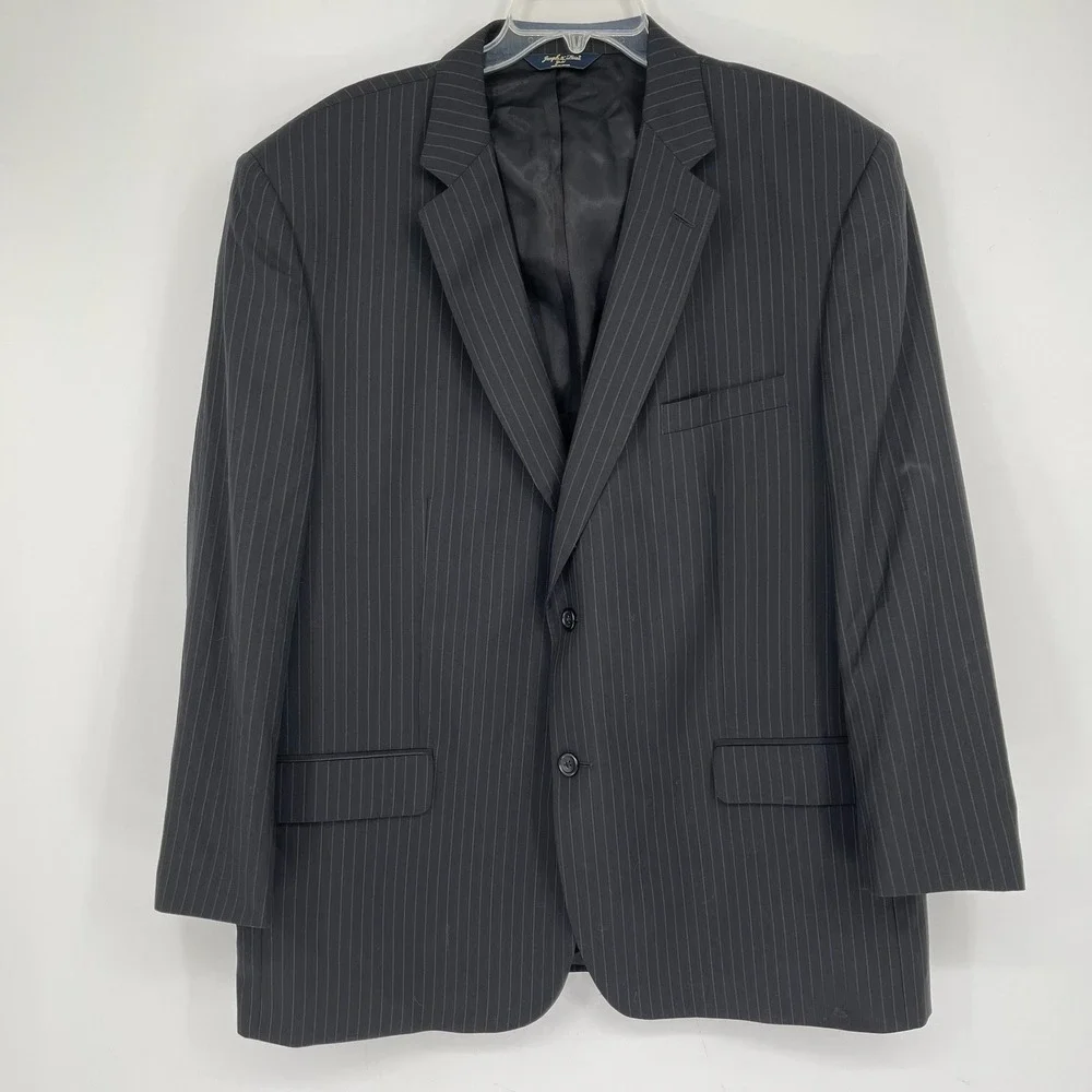 Joseph & Feiss Men's Black Pinstripe Super 120's Wool Blazer Jacket Size 42R
